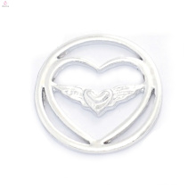 Fahion 22mm design silver angel wing jewelry supplies floating lockets plates